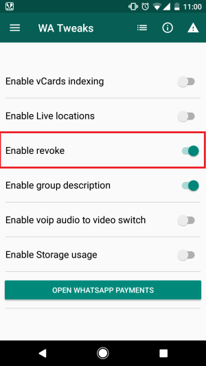 Enable WhatsApp Revoke Message Feature